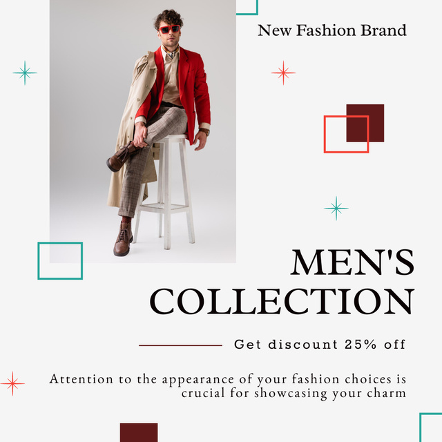 Plantilla de diseño de Fashion New Collection forv Men Instagram 