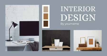 Anúncio de Design de Interiores com Paleta de Cores Facebook AD Modelo de Design