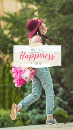 Inspirational Phrase with Girl holding Balloons Instagram Story Design Template