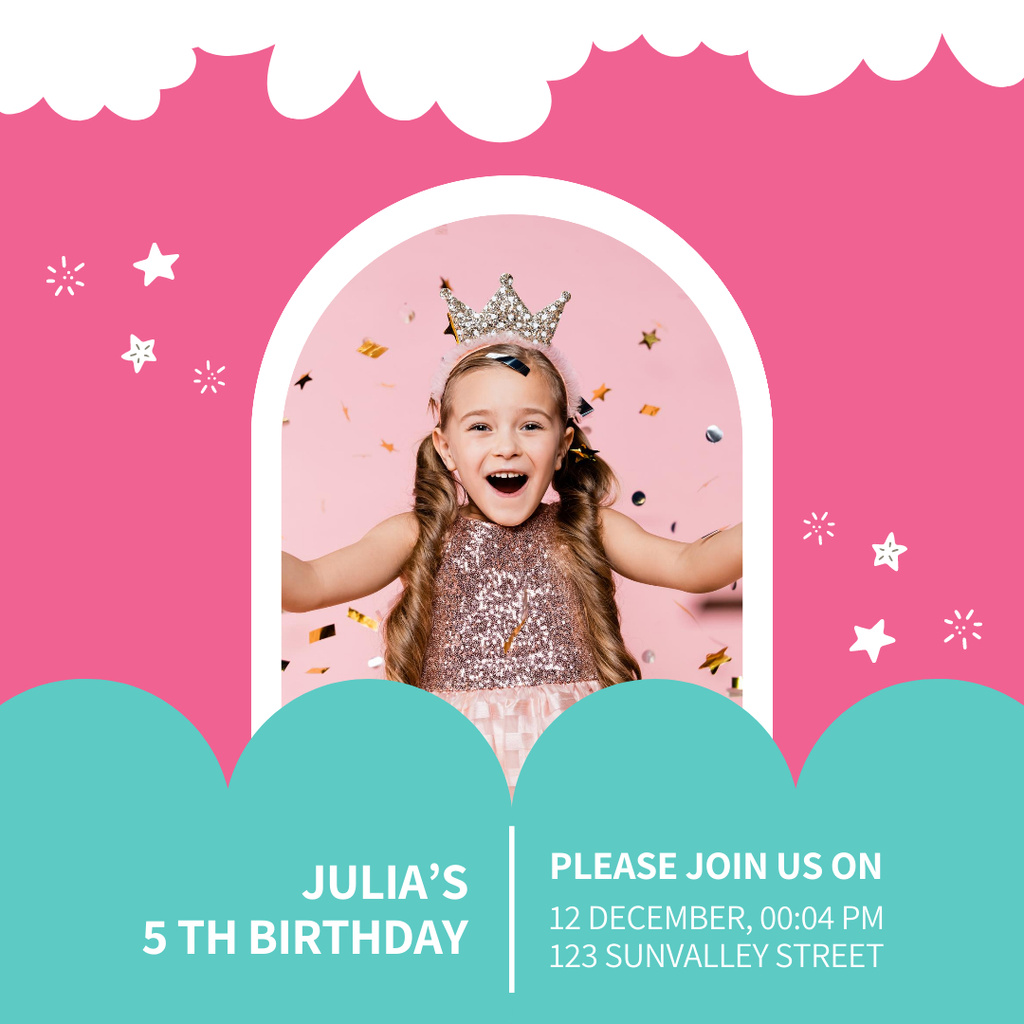 Designvorlage Birthday Invitation with Kid für Instagram