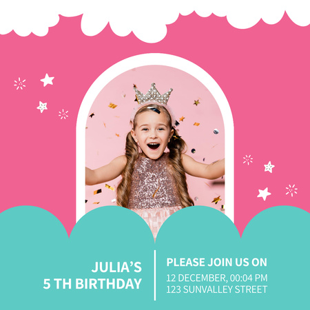 Birthday Invitation with Kid Instagram Design Template