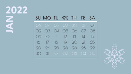 Illustration of Snowflake Calendar Tasarım Şablonu