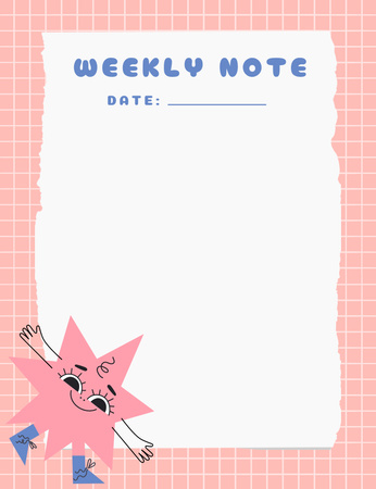 Weekly Notes with Cute Star Notepad 107x139mm Design Template