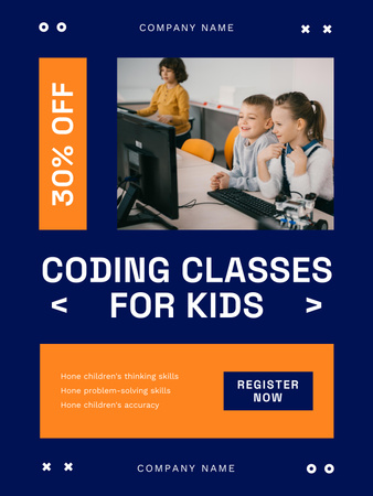 Kids at Coding Classes Poster US Design Template