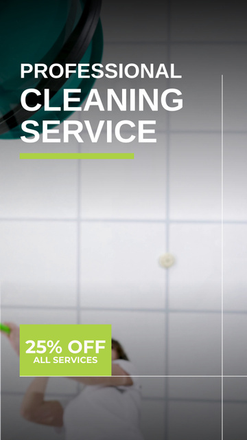 Professional Cleaning Service With Discount And Mop TikTok Video Design Template