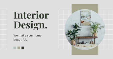 Interior Design Ad with Colors Palette Facebook AD Design Template