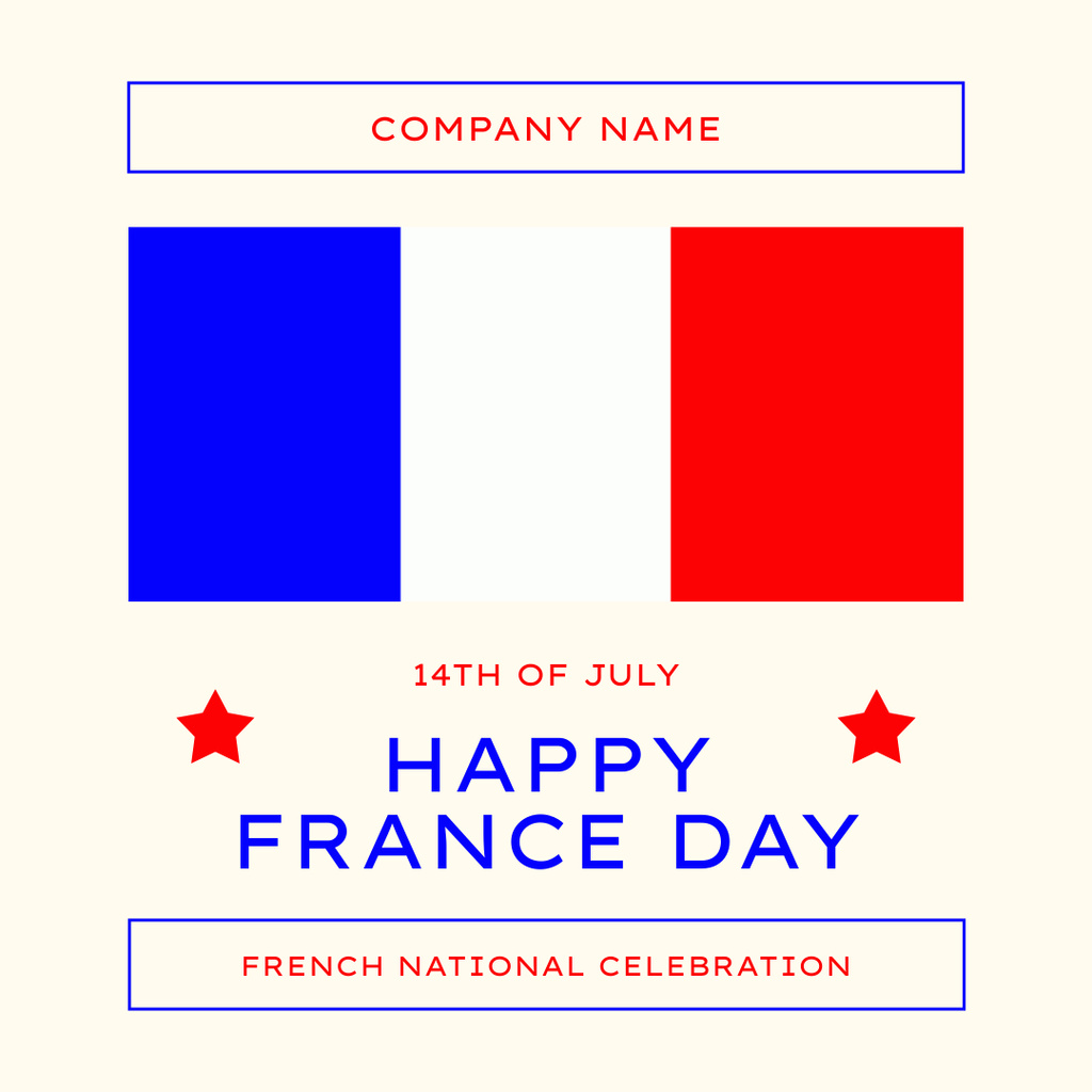 French National Celebration of Independence Day Instagram tervezősablon