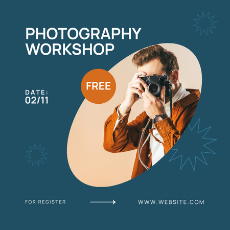 Ontwerpsjabloon van Instagram van Aankondiging workshop fotografie onderwerp