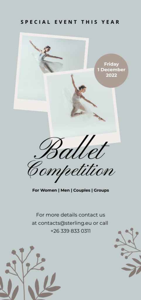 Ballet Competition Announcement Flyer DIN Large Tasarım Şablonu