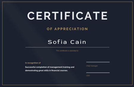 Platilla de diseño Appreciation for Business Courses Completion Certificate 5.5x8.5in
