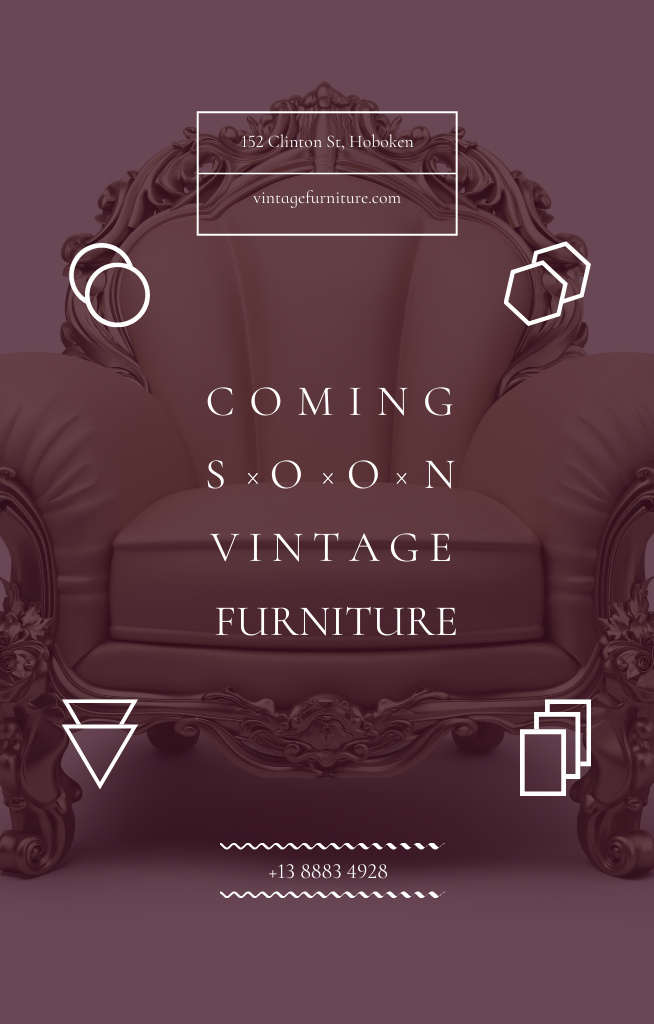Announcement of Fine Craftsmanship Furniture Shop With Armchair Invitation 4.6x7.2inデザインテンプレート