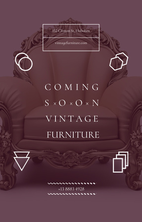 Announcement of Fine Craftsmanship Furniture Shop With Armchair Invitation 4.6x7.2in Design Template