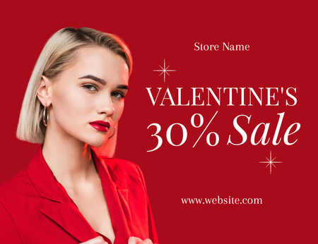 Valentine's Day Discount on Fashion Accessories Thank You Card 5.5x4in Horizontal Design Template