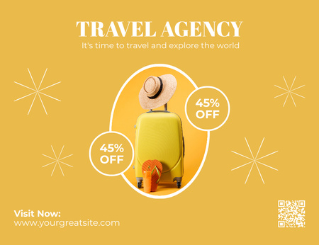 Platilla de diseño Travel Discount Offer on Yellow Simple Ad Thank You Card 5.5x4in Horizontal