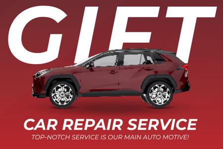 Auto Repair Service with Modern Car Gift Certificate Design Template