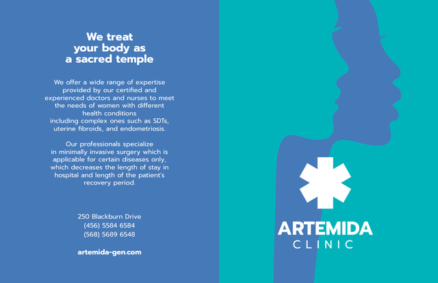 Trendy Clinic Ad with Women's Silhouettes Brochure 11x17in Bi-fold Design Template