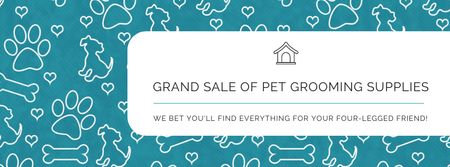 Platilla de diseño Grand sale of pet grooming supplies Facebook cover