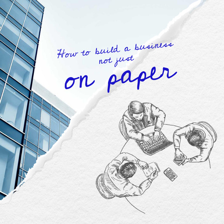 Modèle de visuel services de conseil aux entreprises avec team sur fond de gratte-ciel - Animated Post