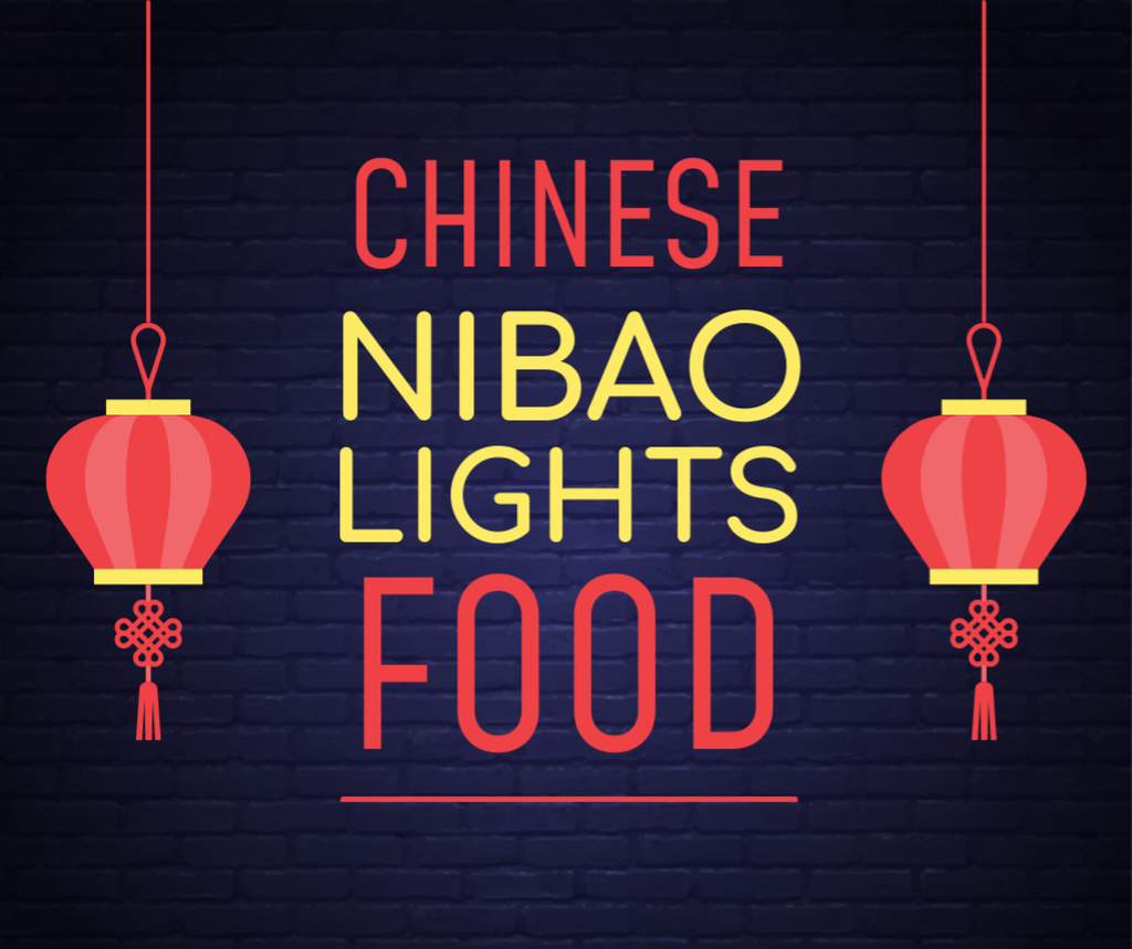 Chinese Food Restaurant Red Lanterns Facebook Design Template