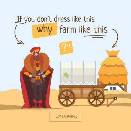 Plantilla de diseño de divertida ilustración de caballero en granja Instagram 