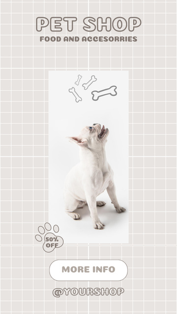 Designvorlage Pet Shop Offer with Pet Food and Accessories für Instagram Story