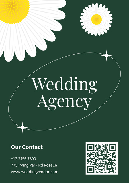 Ontwerpsjabloon van Poster van Wedding Agency Ad with Chamomile Flowers