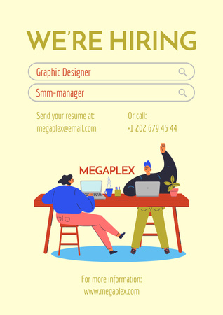Modèle de visuel Annonce pour la recherche de spécialistes graphistes et gestionnaires - Poster