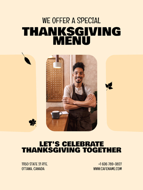 Thanksgiving Holiday Menu Announcement Poster US Tasarım Şablonu