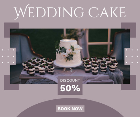 Bakery Promotion with Delicious Wedding Cake and Cupcakes Facebook Design Template