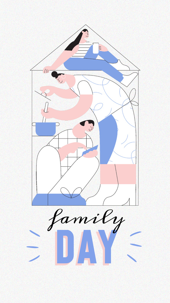 Family Day Greeting with People at Home Instagram Storyデザインテンプレート