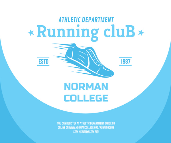 Running club ad with Shoe in blue
