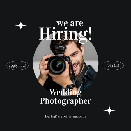 Wedding Photographer Available Position Anouncement in Black Instagram Design Template