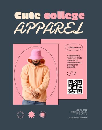 Cute College Apparel and Merchandise Offer Poster 22x28in Design Template