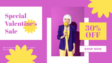 Special Valentine's Day Sale with Blonde with  Flower FB event cover Design Template