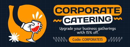 Services of Corporate Catering with Wineglass in Hand Facebook cover Design Template