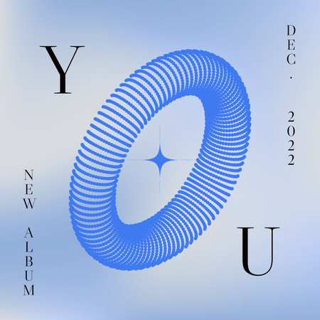 Template di design sfumatura blu con forma rotonda a strisce Album Cover