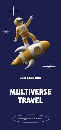 Game Ad with Astronaut in Space Flyer DIN Large Design Template