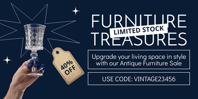 Limited Stock And Promo Code For Antique Wares Twitter Πρότυπο σχεδίασης