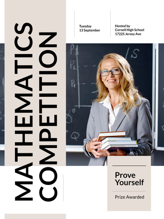 Mathematics competition announcement with Thoughtful Student Poster US tervezősablon