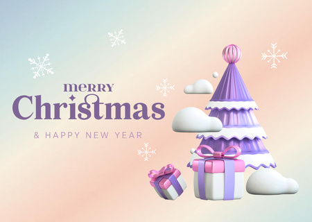 Різдвяні та новорічні привітання зі стильним градієнтом дерева Card – шаблон для дизайну