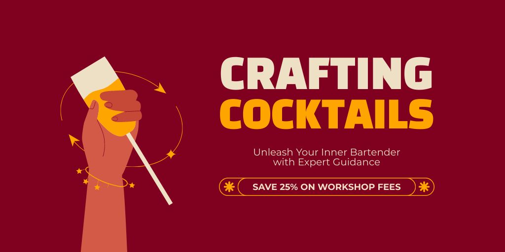 Discount on Cocktails for Events Twitter Design Template