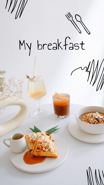 Delicious Breakfast on White Table Instagram Video Story Πρότυπο σχεδίασης
