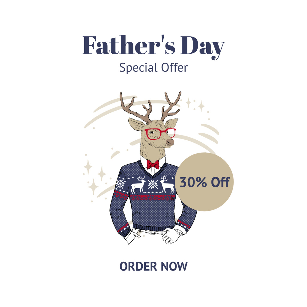 Cute Stylish Cartoon Deer on Father's Day Fashion Sale Instagram Šablona návrhu