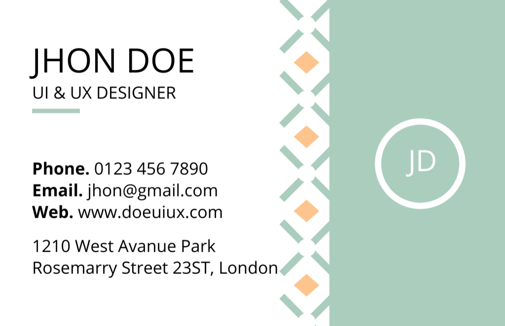 Designer Contacts with Graphic Pattern Business Card 85x55mm Πρότυπο σχεδίασης