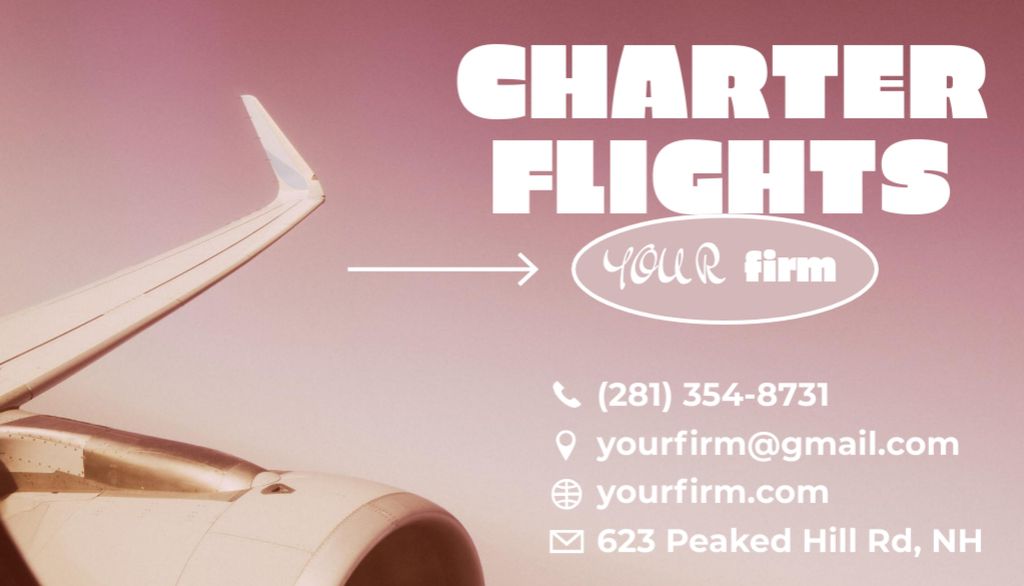 Charter Flights Services Offer Business Card USデザインテンプレート