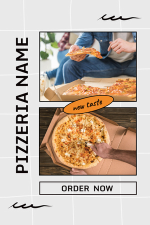 Designvorlage Leckere Pizza zum Mitnehmen für Pinterest