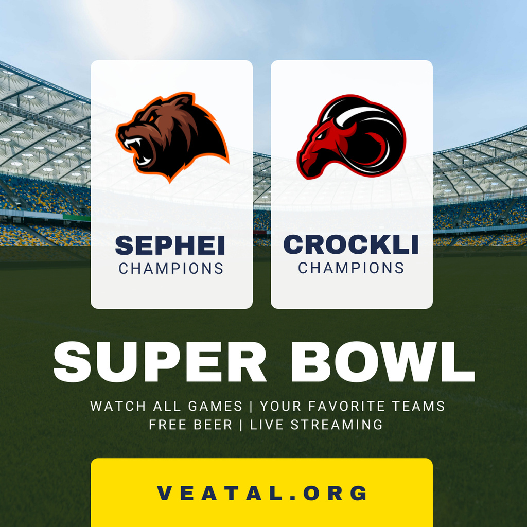 Plantilla de diseño de Super Bowl Match Announcement Stadium View Instagram 