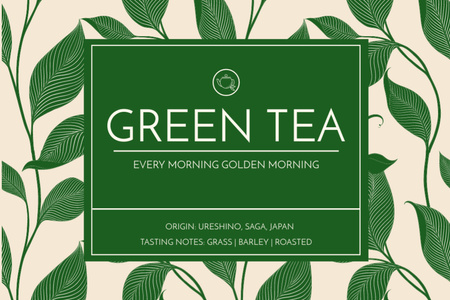 Ranní zelený čaj Label Šablona návrhu
