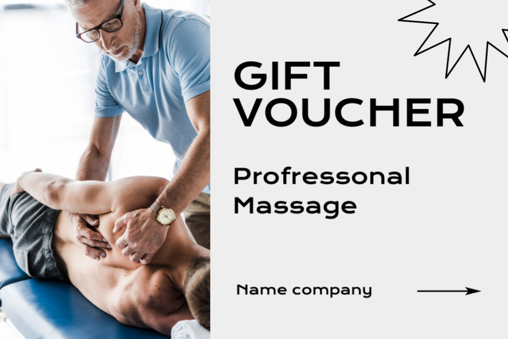 Ontwerpsjabloon van Gift Certificate van Professional Sport Massage Therapist Offer