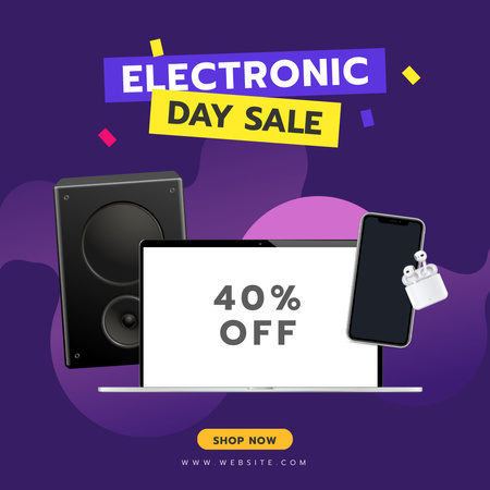 Electronic Day Sale Announcement Instagram tervezősablon